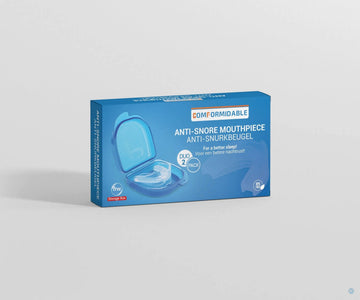Verpackung des neuen Schnarchschienen-Duopacks von Comformidable, wirksam gegen Schnarchen und mit hohem Tragekomfort