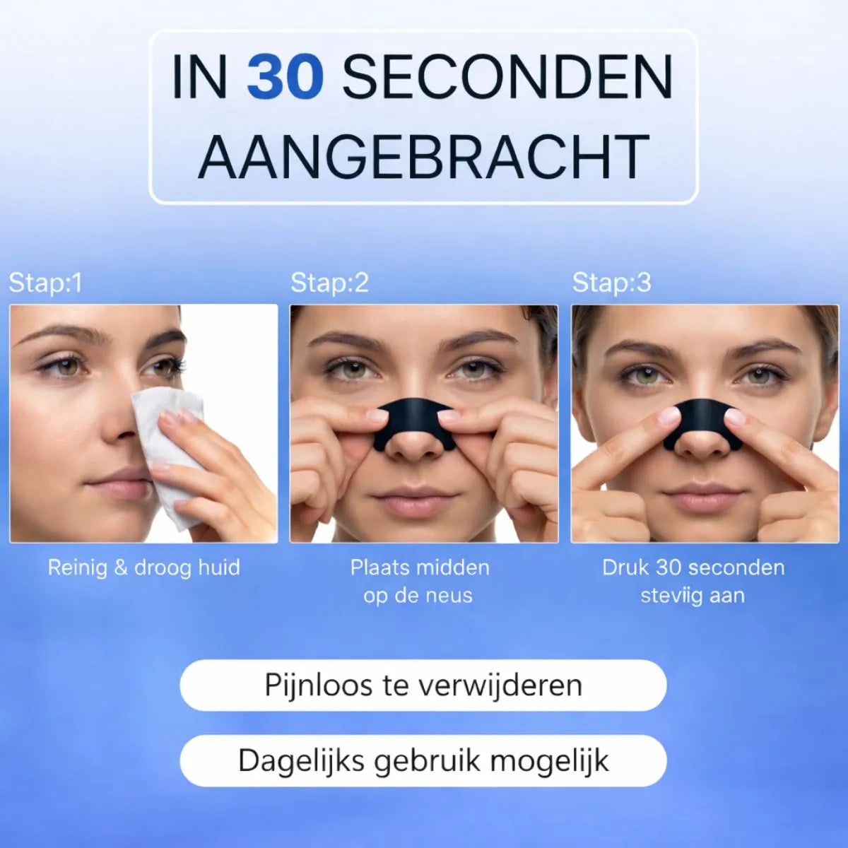 Infografik: Der Comformidable Nasenstrip ist in 30 Sekunden angebracht.
