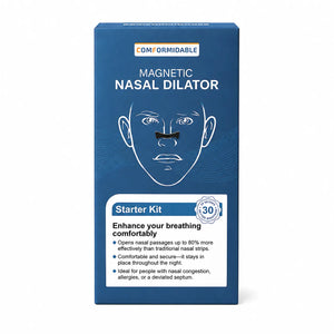 Vorderansicht der Verpackung des Comformidable Magnetic Nasal Dilator Starterkits für besseres Atmen.